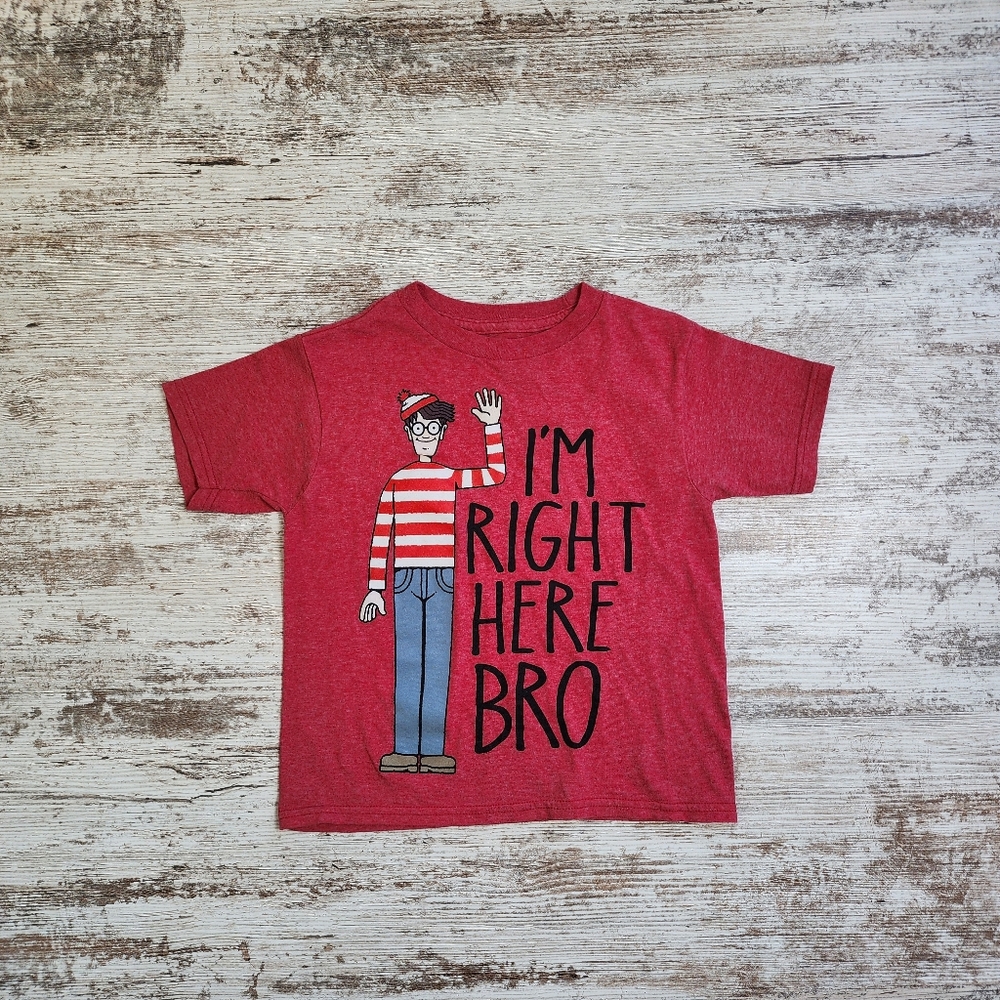 Boys Where's Waldo Tee Shirt Size XS 4/5 Red